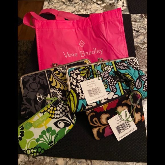 Vera Bradley 2 clutch wallets & 2 coin purses - Picture 1 of 5